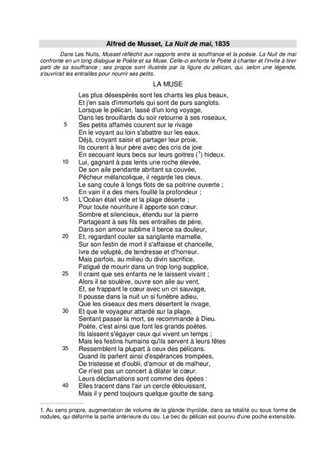 Alfred de Musset, La Nuit de mai, 1835 - Docsity