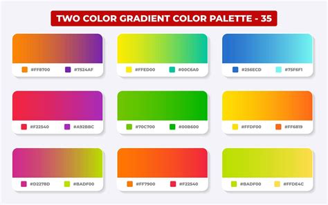 Gradient color palette with color codes in RGB or HEX, Catalog, Trendy ...