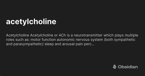 acetylcholine obsidian publish