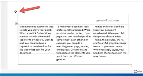 How To Move A Table In Word