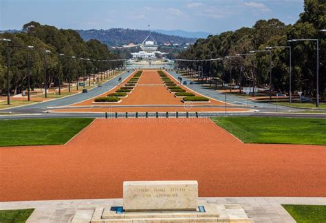 ANZAC Parade Viewed from Australian War Memorial, Canberra, Australia. Stock Image - Image of ...