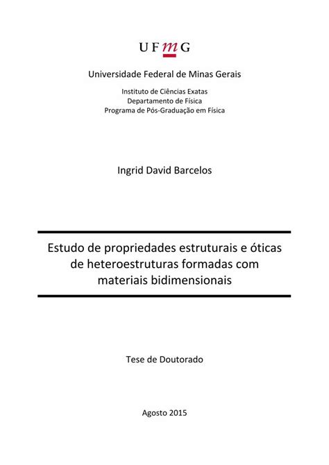 Pdf Estudo De Propriedades Estruturais E Ticas De Ingrid David