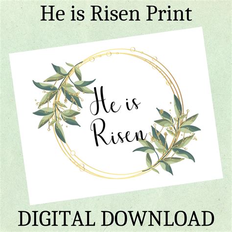 He Is Risen Wall Art Print Religious Wall Art He Is Risen Etsy