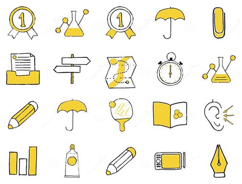 Set Of Doodle Icons Stock Vector Illustration Of Sign 156094281