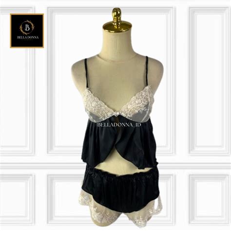 Jual Belladonna Id COD Piyama Lingerie Set Camisole Pants MARYLYN Wanita Dewasa Sexy Anggun