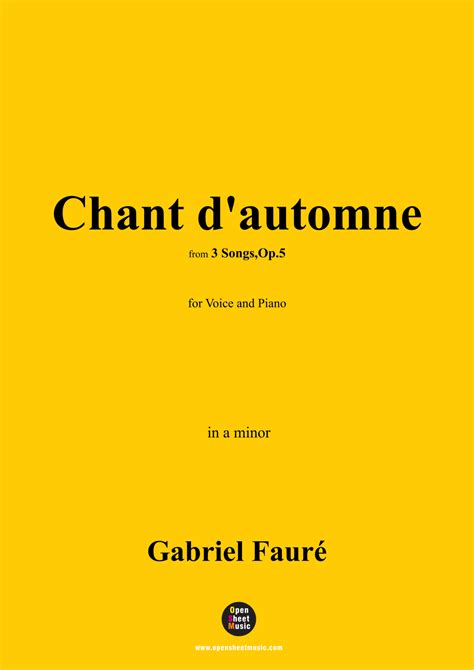 G Fauré Chant d automne in a minor Op 5 No 1 arr OSM Press Sheet