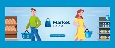 Free Vector Flat Supermarket Twitter Header