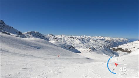 3 Valleys Val Thorens Skiing Down To Val Thorens Village Via The Red