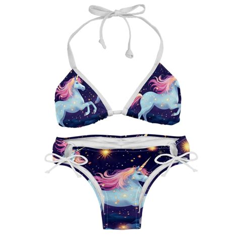 Starry Unicorn Detachable Sponge Adjustable Strap Bikini Set Two Pack Swimsuits For All