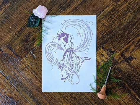 Zephyrus West wind & god of spring Linocut art print A4 | Etsy