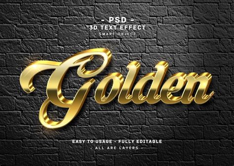 Efeito De Texto 3d Dourado PSD Premium