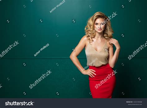 Sexy Elegance Blonde Woman Over Trendy Stock Photo 1253195908 Shutterstock
