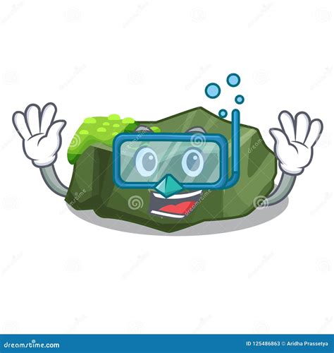 Diving Cartoon Moss Grow On Sea Rock Stock Vector Illustration Of