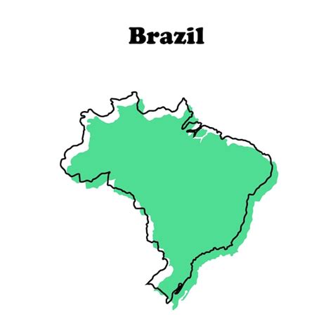 Mapa Estilizado Simples De Contorno Vermelho Do Brasil Vetor Premium