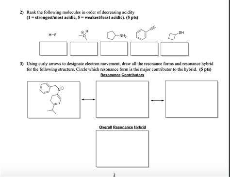 Solved 2) Rank the following molecules in order of | Chegg.com