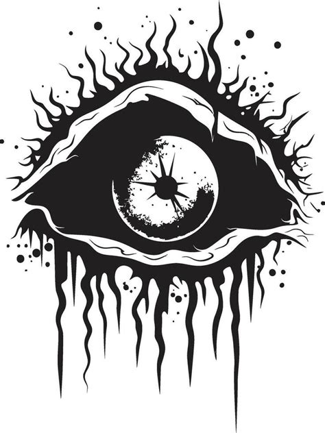 Horrifying Stare Black Creepy Eye Logo Spooky Zombie Gaze Vector Scary ...