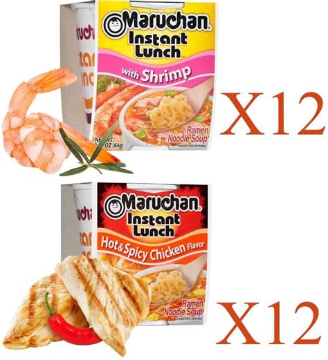 Maruchan Ramen Instant Cup Noodles Count Shrimp Flavor Hot Spicy Chicken Flavor