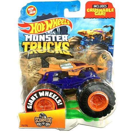 Amazon Hot Wheels Monster Trucks Scorpedo Orange Includes Crushable Car Scale