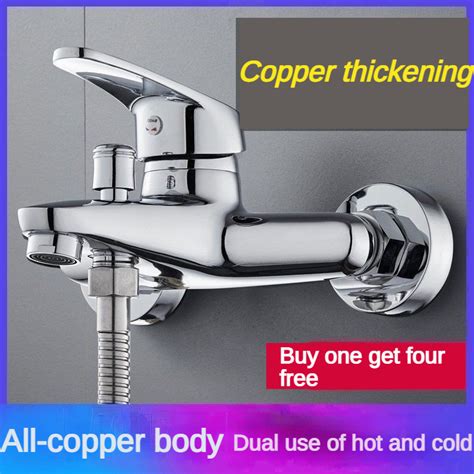 All Copper Wall Mounted Shower Faucet Bathroom Concealed Switch Mixer Valve Hot And Cold Triple