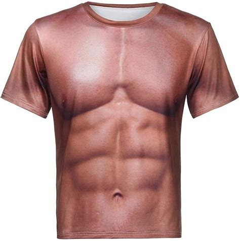 T Shirts Mens 3d Muscle Printing Shirt Short Sleeve Round Neck Casual