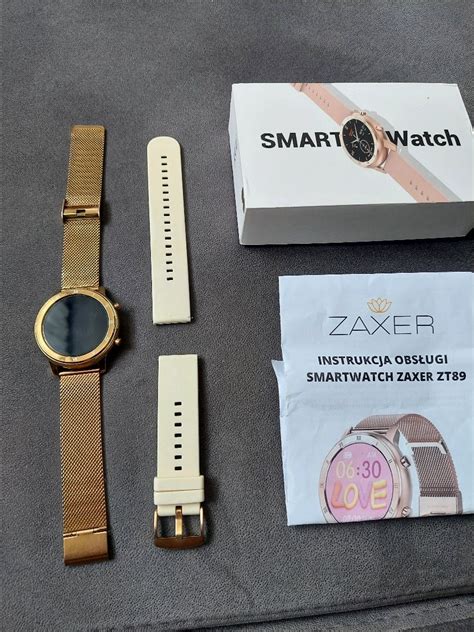 Smartwatch Damski Zaxer Zt Bransoletka Stalowa Z Ota I Bia A Siliko