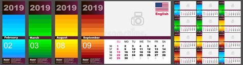 American Calendar Standard Us English Language Pattern For 2018 2019