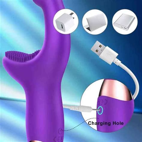 Tongue Licking G Spot Dual Motors Rechargeable Silicone Stimulator Clitoral Sex Toys For Female