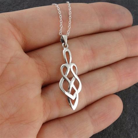 Celtic Knot Vertical Pendant Necklace 925 Sterling Silver