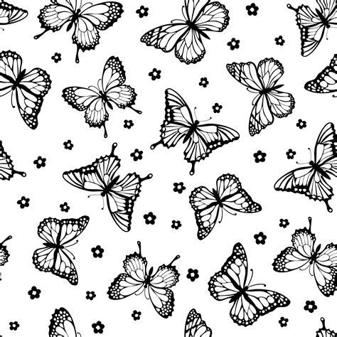 Premium Vector Seamless Various Forms Butterflies Black And White Pattern