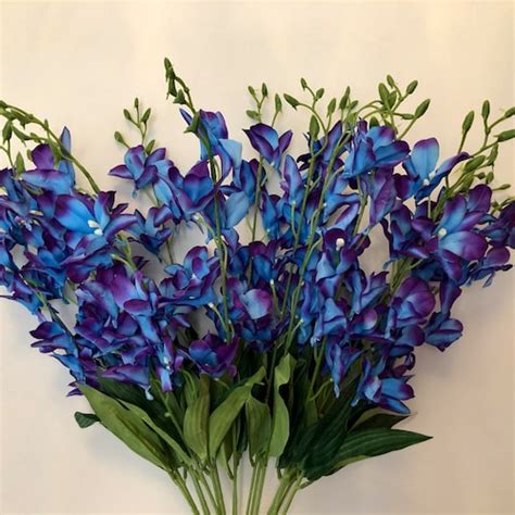 Galaxy Orchid Stems 4 100 Stems Artificial Purple Blue Etsy Canada