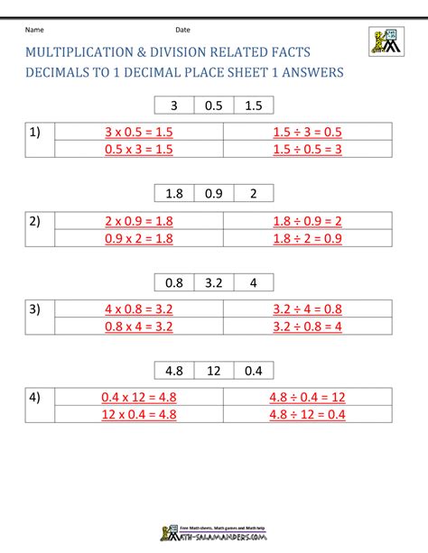 Multiplying And Dividing With Decimals Worksheet