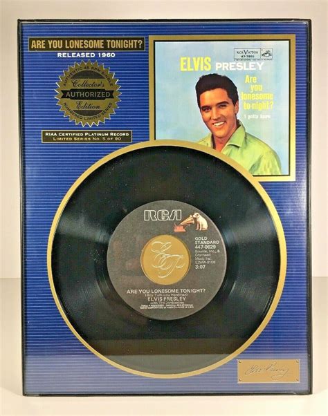 Elvis Presley Are You Lonesome Tonight 45 Vinyl Record Framed