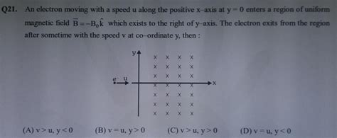 [answered] Q21 An Electron Moving With A Speed U Along The Positive X Kunduz