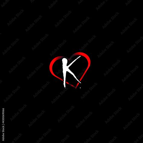 K with Red love shape.K letter logo vactor design with heart icon