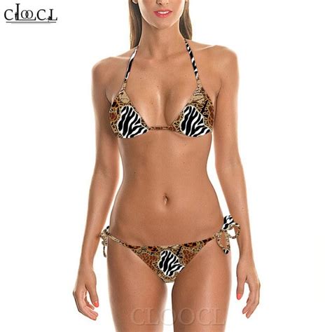CLOOCL Sexy Swimwewar Bikinis Set Cow Pattern 3D Print Swimsuit Bikini Push Up Bathing Suit Hot