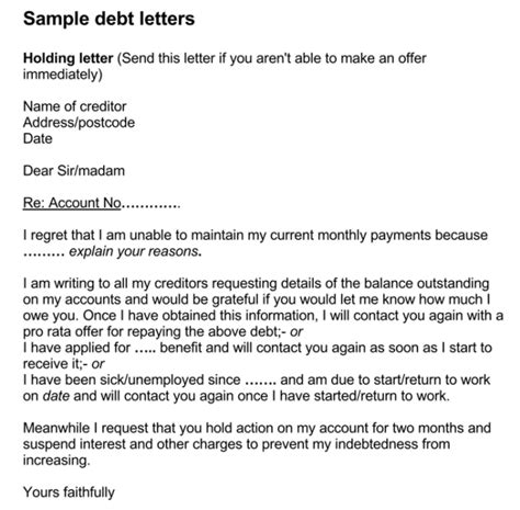 Letter For Debt Collection