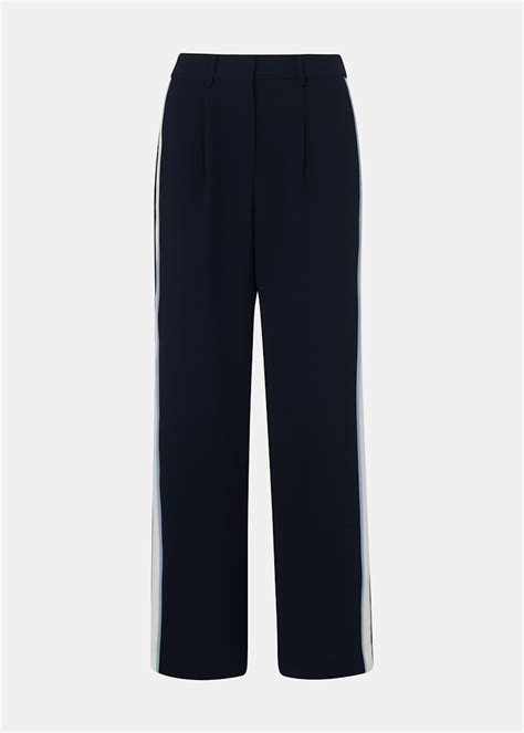 Bluemulti Crepe Side Stripe Trouser Whistles Whistles Uk
