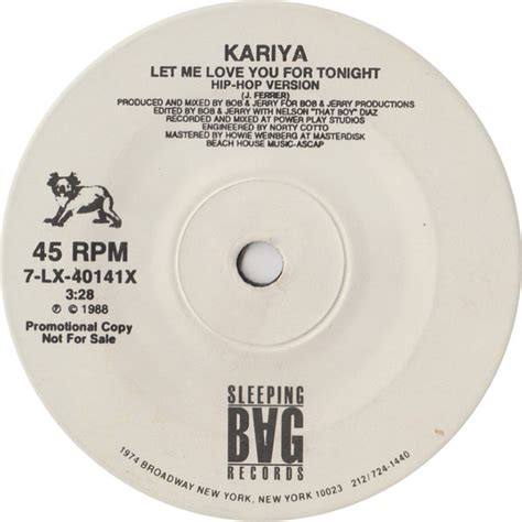 Kariya Let Me Love You For Tonight Vinyl Discogs