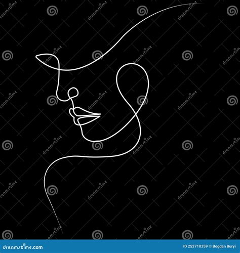 Minimalistic Silhouette Of Woman Face Black And White Stock Vector Illustration Of Sketch