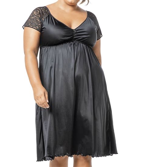 Camisola Curta Renda Demillus Existence Preto Lingerie Br