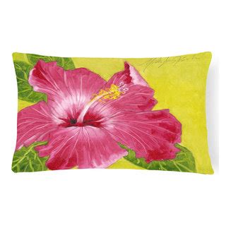 Hot Pink Hibiscus By Malenda Trick Fabric Decorative Pillow Tropical