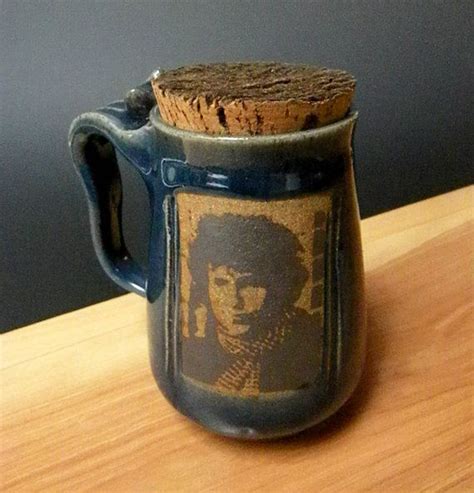 Bob Dylan Stoneware Mug With Natural Bark Cork 16 Ozs Etsy