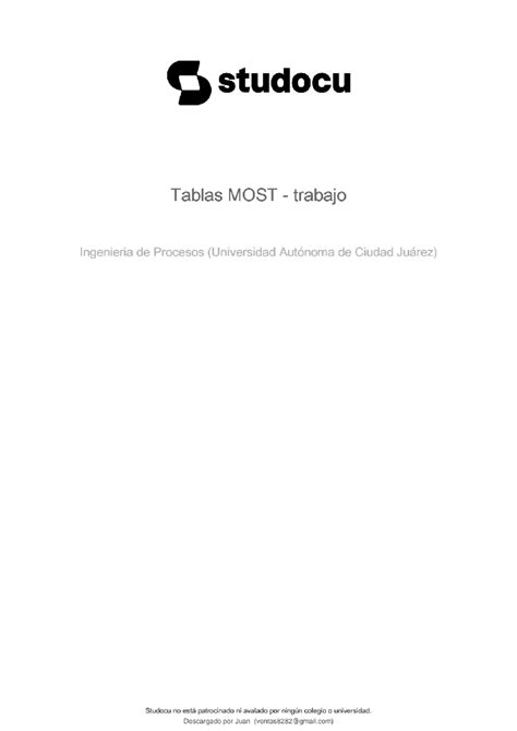 Tablas Most Trabajo Ok Studocu Tablas Most Trabajo Ingenieria De