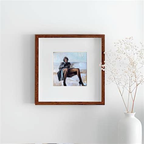 Erotic Original Art Naked Woman Oil Painting Nude Women Faceless Portrait Small Framed Wall