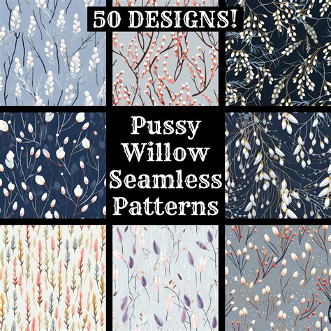 Pussy Willow Seamless Digital Paper Printable Scrapbook Paper Seamless Textures Digital