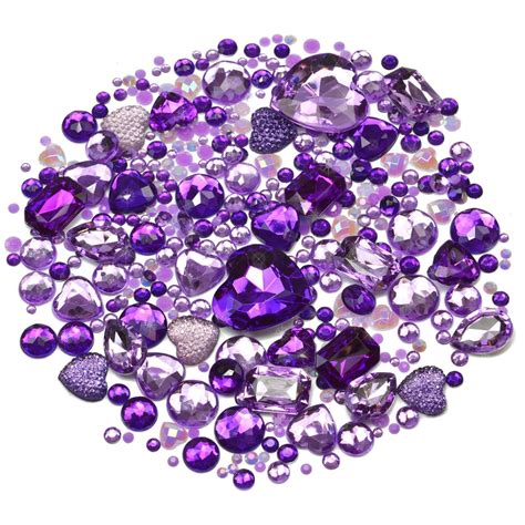 Mixed Pack of PURPLE Gems and Diamante Embellishments