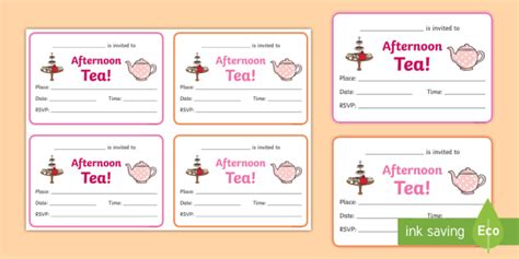 Afternoon Tea Invite Template - Primary Resources