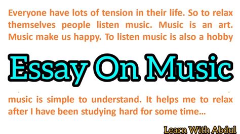 Write An Essay On Music In English Line On Music Short Essay On