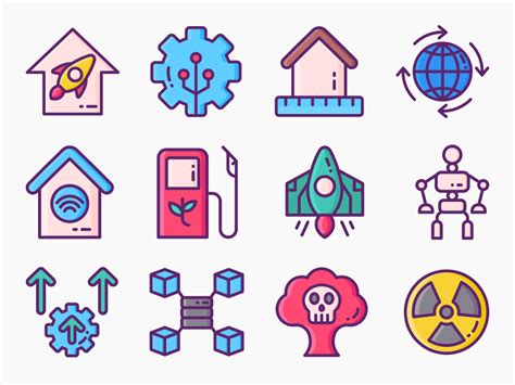 future perspectives icon set flat icons