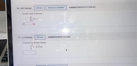 Solved 16 0 1 Points DETAILS PREVIOUS ANSWERS HARMATHAP Chegg